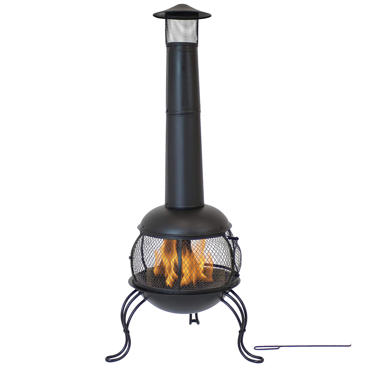 Outdoor Patio Backyard Garden Camping Steel Wood Burning Firepit with Rain Cap Poker Black