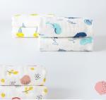 110X110 40S Six Layer Printed Cotton Gauze Fabric Saliva Towel For Babies