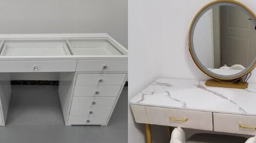 Functional Modern Nordic Wooden Multifunction Ladies Vanity Table In Bedroom With Led Light Makeup Mirror Storage