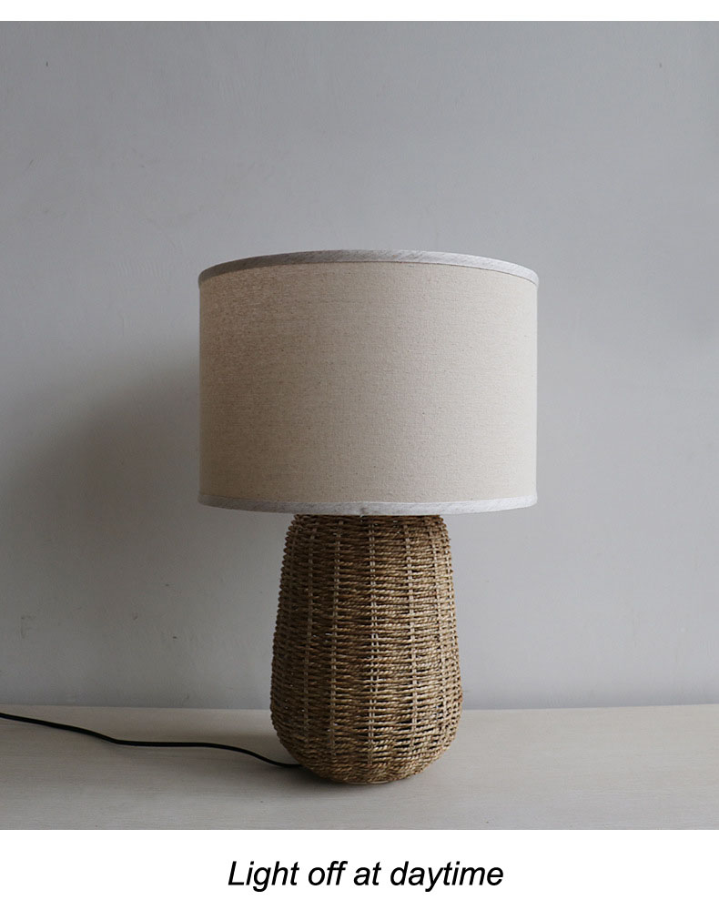 Sustainable Rattan Table Lamp , Durable Rattan Bedside Light Switch Control