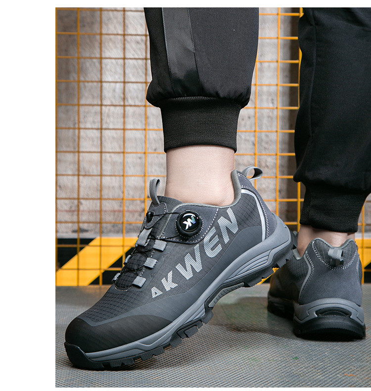 Kevlar Midsole BOA Rotating Button Work Shoes European Standard Steel Toe Anti Smashing MD Sole Safety Shoes