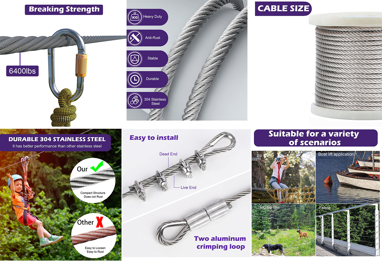 304/316 7X7 Stainless Steel Wire Cable Used In Galvanized Aircraft Cable With Tolerance ±1% And OEM