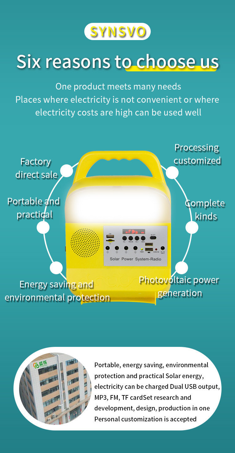 IP55 MP3 Emergency Solar Panel Home Lighting System For Outdoor Picnic