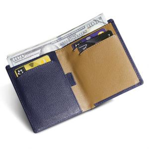 China Custom LOGO Men's Front Pocket Wallet made of Full Grain Leather with RFID Protection factory