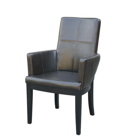 PU/leather upholstery beech wood wooden dining chairs with double line stitching