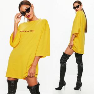 China Yellow Oversized T Shirt Dress For Women factory