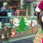 Shop Window Christmas Wall Stickers Living Room Decoration Santa Claus Snowman