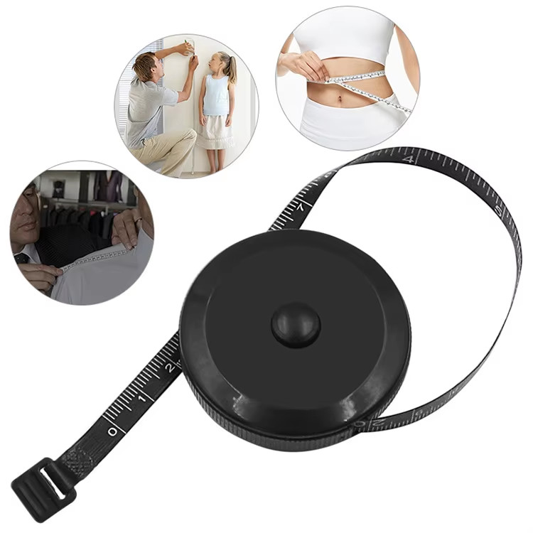 Wintape 1.5m Black Soft Measuring Tape Body Tailor Tape Ruler Measure Fabric Double Scale Mini Sewing Retractable Tool