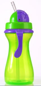 China Green Purple 9oz 290ml Baby Weighted Straw Cup With Handle factory