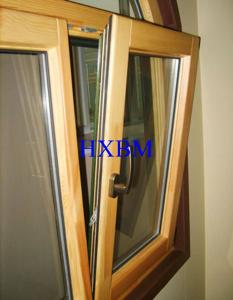 China Energy Saving Triple Glazed Aluminium Clad Wood Windows with grids for UAE market factory