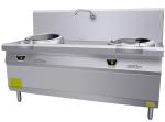 Chuhe hot sell stainless stell commercial induction wok with 2 burners
