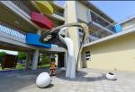Painted Outside Abstract Mirror Stainless Steel Sculpture as decoration