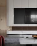 Modern TV Cabinet Custom TV Wall Unit White Lacquer Cabinet Fitted Living Room