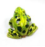 wholesale green crystal frog design metal trinket frog shape metal jeweled