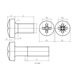 DIN7985 Brass Phillips Cross Recessed Round Pan Head Machine Screw