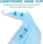 Elastic Nose Clip 3 Ply Ear-Loop Disposable Blue Face Mask for Soft Skin and