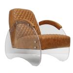 Real Leather Light Brown Contemporary Acrylic Armchair Defaico Furniture