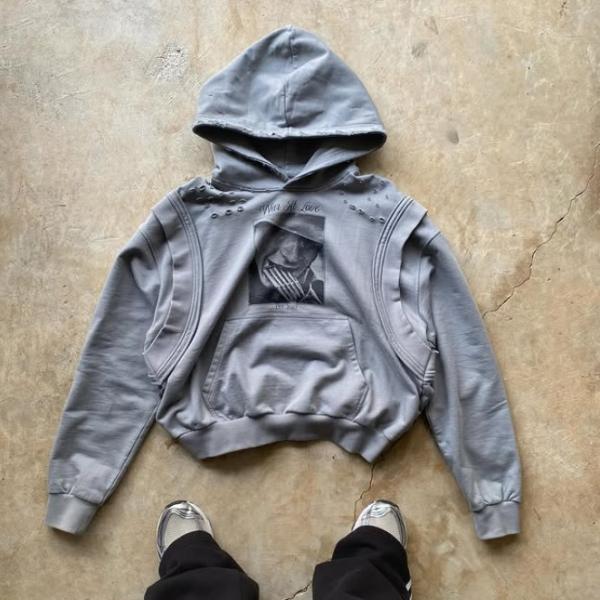 2025 New Design Vest Hoodie Custom Heavyweight 100% Cotton Printed Vintage