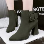 833-3 Korean Fashion Pointed Martin Boots Female Frosted Thick Heel Sexy Female