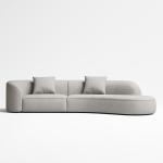 Rice White Hotel Lobby Curved Sofa Modern Interior Teddy Fabric Couch