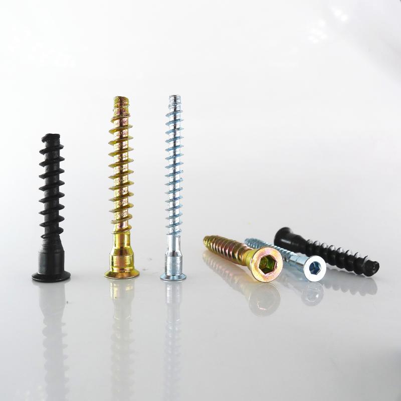 Yellow Zinc Plated Hex Socket Confirmat Screws for Furniture Assembly and Repair