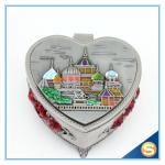 Castle Desgin Zinc Alloy Metal Jewelry Box with Mirror
