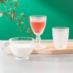 Beaded Hobnail Glass Drinking Cups Crystal Tumblers 260ml Old Fashioned Glasses