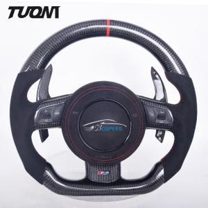 China High Durability Audi Carbon Fiber Steering Wheel With Red Stitching factory