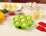 Cute Flower Shaped Food Grade High Quality Silicone Egg Bites Mold With Plastic