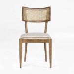 Modern Restaurant Furniture Design Rattan Back Wood Dining Chair with Fabric