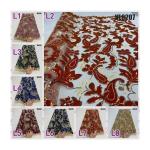 high quality tulle lace with velvet lace fabric flower embroidered with sequins