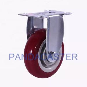 China Red Medium Duty Casters 220LBS Polyurethane Caster Wheels With Ball Bearings factory
