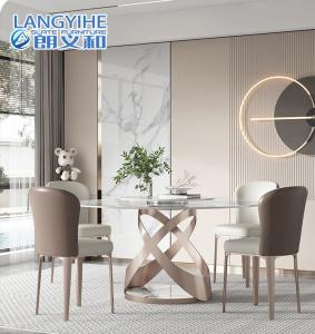 China Turntable Marble Round Dining Table For 4 Light Luxury factory