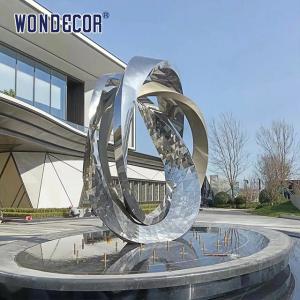 China Outdoor Large Stainless Steel Fountain Sculpture Irregular Geometric Twisted Ring factory