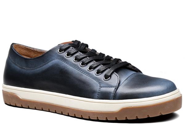 Round Toe Mens Slip On Leather Sneakers Oxfords Flat Casual Black Slip On Skate