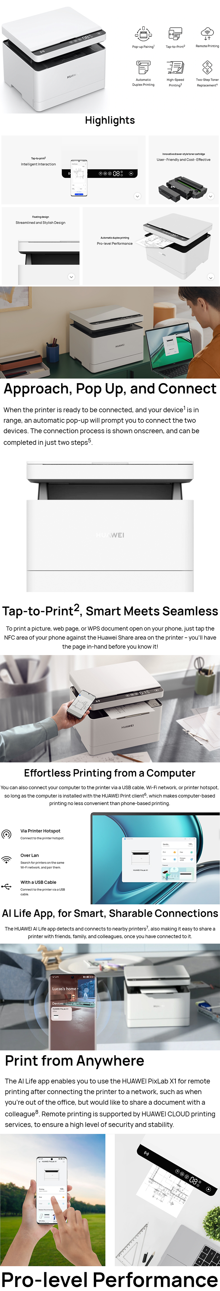 Original H UA WEI PixLab X1 Printer Machine Digital Printers One Tap to Print Easy Install