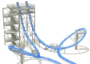 China Adventure magic loop fiberglass water slides for outdoor water park games / Customized factory