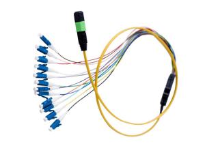China APC 12 core MTP / MPO – LC Fiber Optic Patch Cord for Premise Installations factory