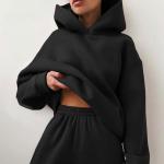 Solid Casual Pullover Elastic Sportswear Tracksuits Long Sleeve Women Hoodies