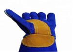 Blue Leather Welding Gloves , Industry Protective Working Safety Gloves