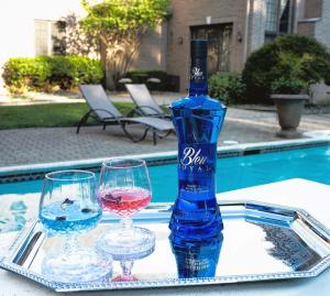 China OEM Tequila Glass Bottle/ Full Blue Coated/ Screen Printing factory