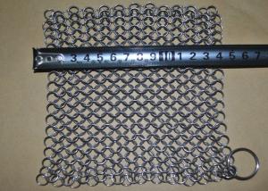 China 7''*7&quot; SS Chainmail Cast Iron Scrubber / Cleaner , Polishing Surface Treatment factory