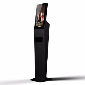 China Auto liquid soap dispenser Hospital 21'' Hand Sanitizer Advertising Kiosk Table Stand Installation factory