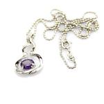 925 Silver Bead Chain Oval 6x8mm Blue Cubic Zircon Pendant Necklace(P34)