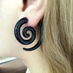 Ethnic Black Spiral Earrings Ear Plugs Acrylic Piercing Drop Earring Punk