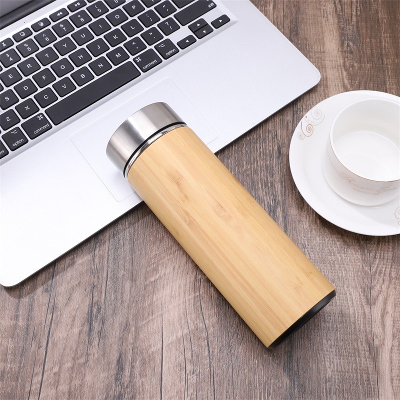 Insulated Bamboo Tea Travel Tumbler With Infuser Strainer Sleeve For Hot Coffee Or Cold Tea Stainless Steel Coffee Mug Tea Gift Set For Tea Lovers