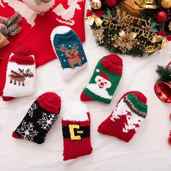Christmas Indoor Warm Home Socks Knitted Thick Warm Fuzzy Socks