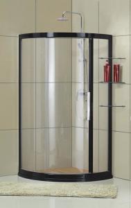 China Sliding Curved Black Profiles Shower Enclosures with Outside Shelf CE / SGCC Certification factory