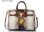 Platinum Sloping Across Single Shoulder Bag Snake Pattern Cow Leather