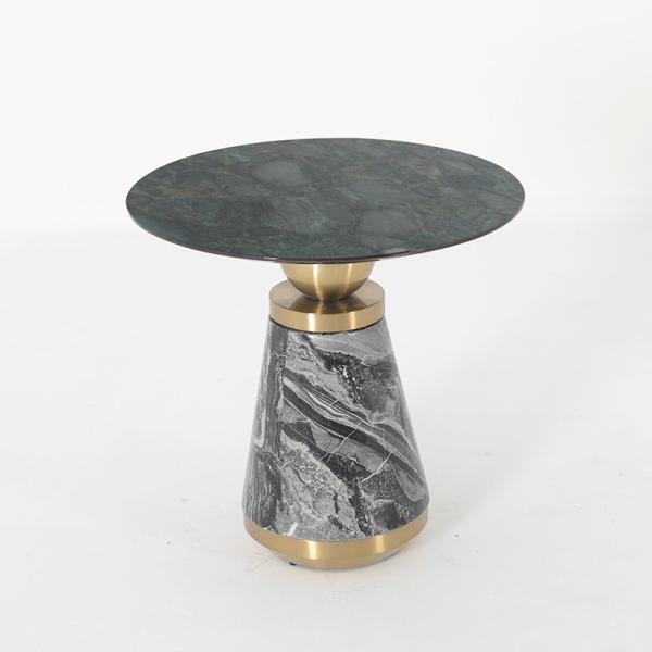 Living Room Round Small Stainless Steel End Table With Brushed Gold Natural